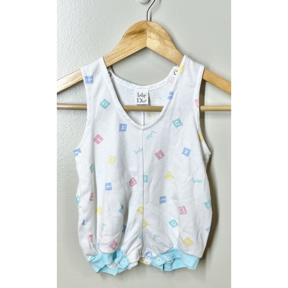 Baby Dior Vtg Christian Dior Romper Pastel Unisex Infant 14-18 Lb Cotton